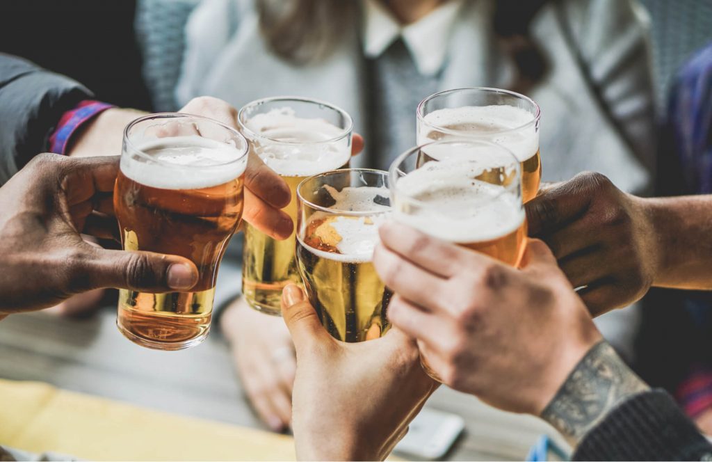 friends drinking beer together